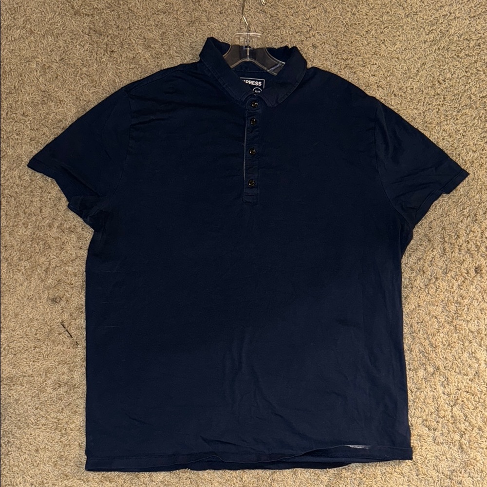 Express Men's Navy Blue Polo Shirt